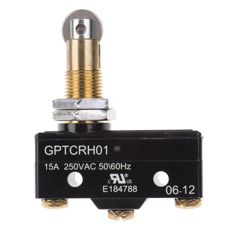 ZF Roller Plunger Micro Switch, Screw Terminal, 15A, 250 V ac, SPDT GPTCRH01
