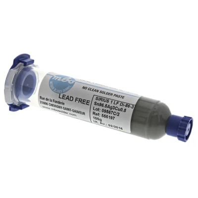 MBO Lead Free Solder Paste in 100 g Syringes and Cartridges CRÈME SN96.5 AG3 CU0.5 SIRIUS 1 LF - SERINGUE AUTO