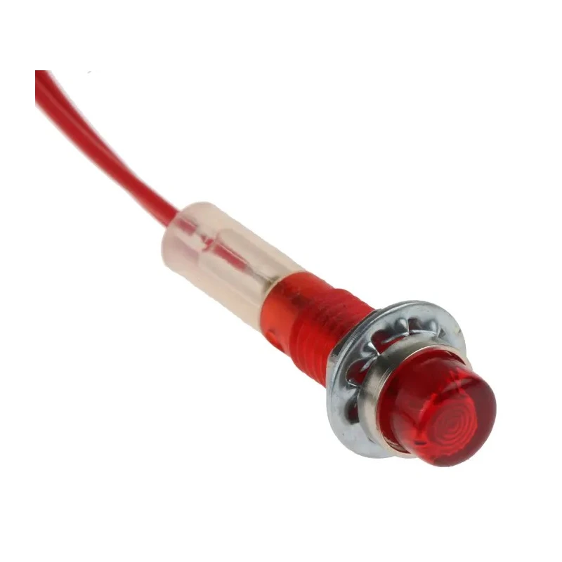 CAMDENBOSS Red Panel Mount Indicator 240V 800µA Lead Wire Termination Prominent Bezel IND515205-240-T/RD