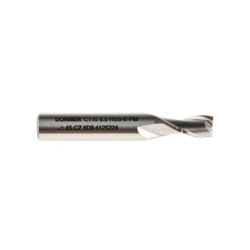 Dormer Cobalt High Speed Steel Plain Slot Drill 2 Flutes, 8 mm Cutter Diameter, 11 mm Cut Length, 61 mm Overall C1108.0