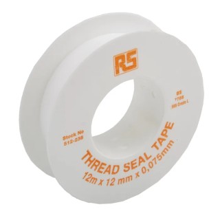 RS PRO White PTFE Thread Seal Tape 12 m x 12 mm Width x 0.075 mm Thickness 512-238