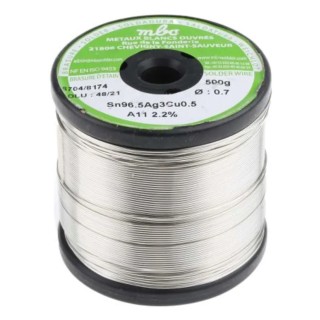 MBO Lead Free Solder Wire 0.7 mm Diameter, 217 °C Melting Point, 500g SN96.5 AG3 CU0.5 7/10 A11 - 500G