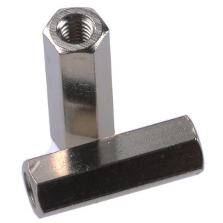 Essentra Standoff M3, 15 mm Body, Brass, Female/Female Thread, Hexagonal Nickel Plated 301315040050