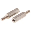Essentra M3 Brass Standoff with 15 mm Body and 8 mm Stud, Hex Shape, Nickel Finish 304315040050