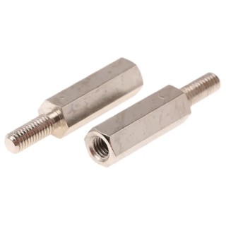 Essentra M3 Brass Standoff with 15 mm Body and 8 mm Stud, Hex Shape, Nickel Finish 304315040050
