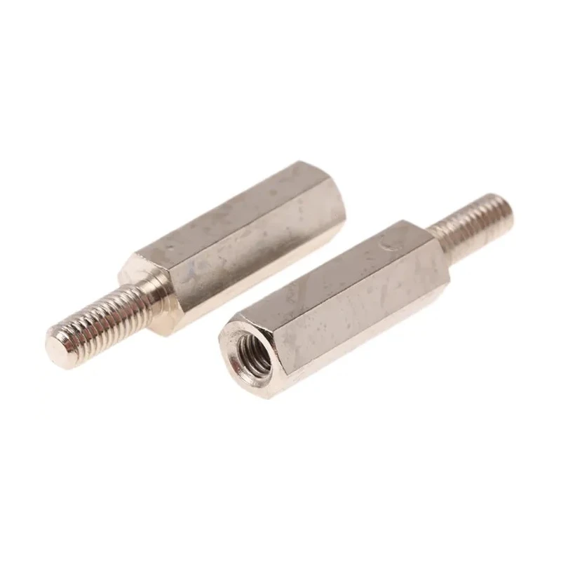 Essentra M3 Brass Standoff with 15 mm Body and 8 mm Stud, Hex Shape, Nickel Finish 304315040050