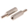 Essentra M3 Brass Standoff with 15 mm Body and 8 mm Stud, Hex Shape, Nickel Finish 304315040050