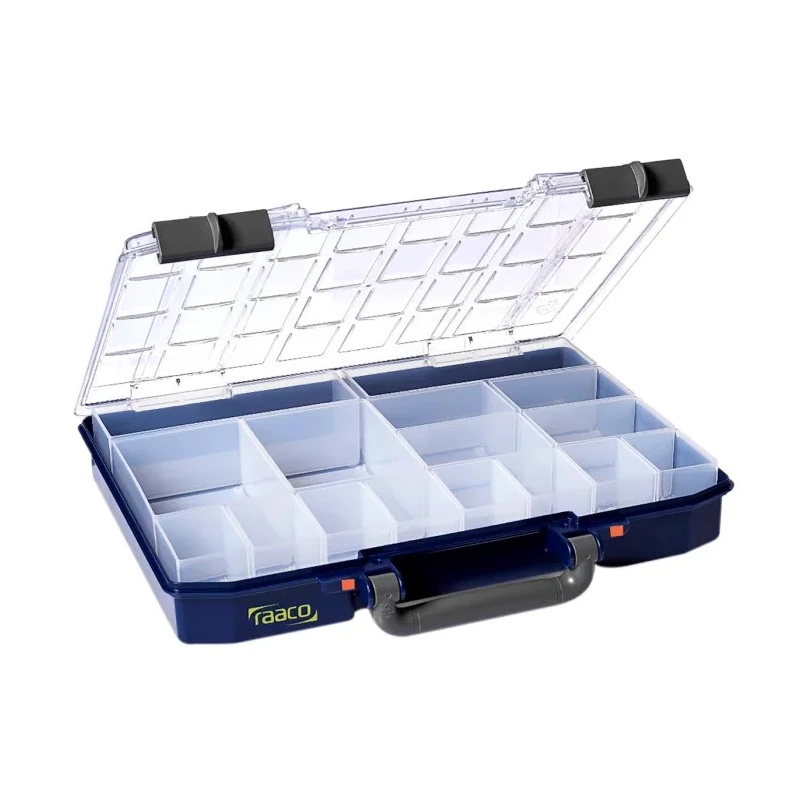 Raaco Adjustable Compartments 16 Cell Blue Polypropylene Compartment Box 57 mm x 337 mm x 278 mm 143615