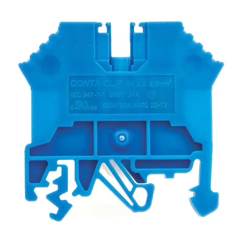 RS PRO DIN Rail Terminal Block Blue, 0.2 to 2.5 mm² Cable CSA, 22 to 12 AWG Wire Size, 24A Current, Screw 802-783