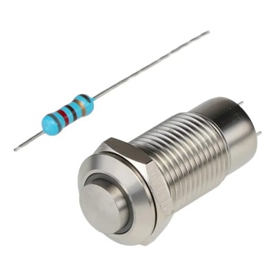 RS PRO Illuminated Push Button Switch Latching Panel Mount 12 mm Cutout SPST Blue LED IP40 36 V dc 111-6511