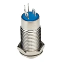 RS PRO Illuminated Push Button Switch Latching Panel Mount 12 mm Cutout SPST Blue LED IP40 36 V dc 111-6511
