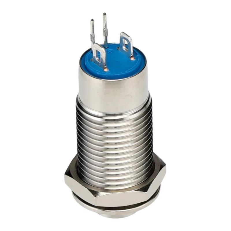 RS PRO Illuminated Push Button Switch Latching Panel Mount 12 mm Cutout SPST Blue LED IP40 36 V dc 111-6511