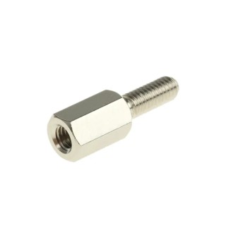 Essentra M3 Standoff, 8 mm Body, 8 mm Stud, Brass, Hex Shape, Nickel Finish 304308040050