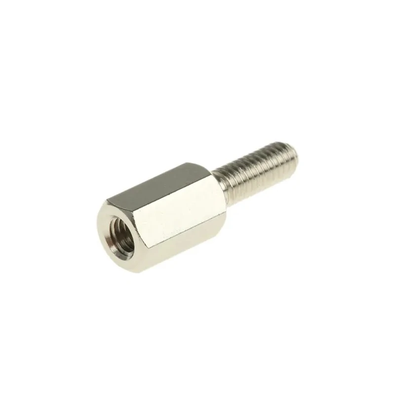 Essentra M3 Standoff, 8 mm Body, 8 mm Stud, Brass, Hex Shape, Nickel Finish 304308040050