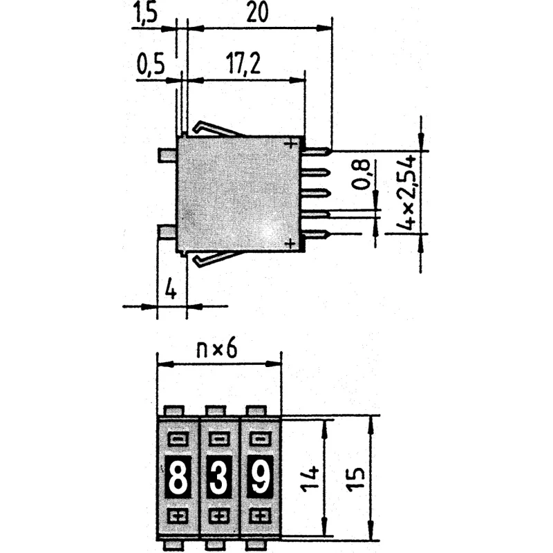 Hartmann Pushwheel Switch BCD Through Hole PCB 100mΩ Contact Resistance 10 Way 100mA 40V SH6-131-AK