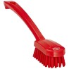 Vikan Red Medium Utility Scrubbing Brush with 22 mm Polyester Bristle Length, Ergonomic Angled Handle 30884