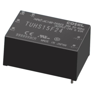 Cosel AC/DC Power Supply 24V dc, 15 W, 370V dc Input, PCB Mount TUHS15F24