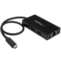 StarTech.com 3 Port USB 3.1 USB Hub with AC Adapter, Ethernet RJ45 Network Connector, 87mm x 45mm x 14mm HB30C3A1GE