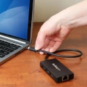 StarTech.com 3 Port USB 3.1 USB Hub with AC Adapter, Ethernet RJ45 Network Connector, 87mm x 45mm x 14mm HB30C3A1GE