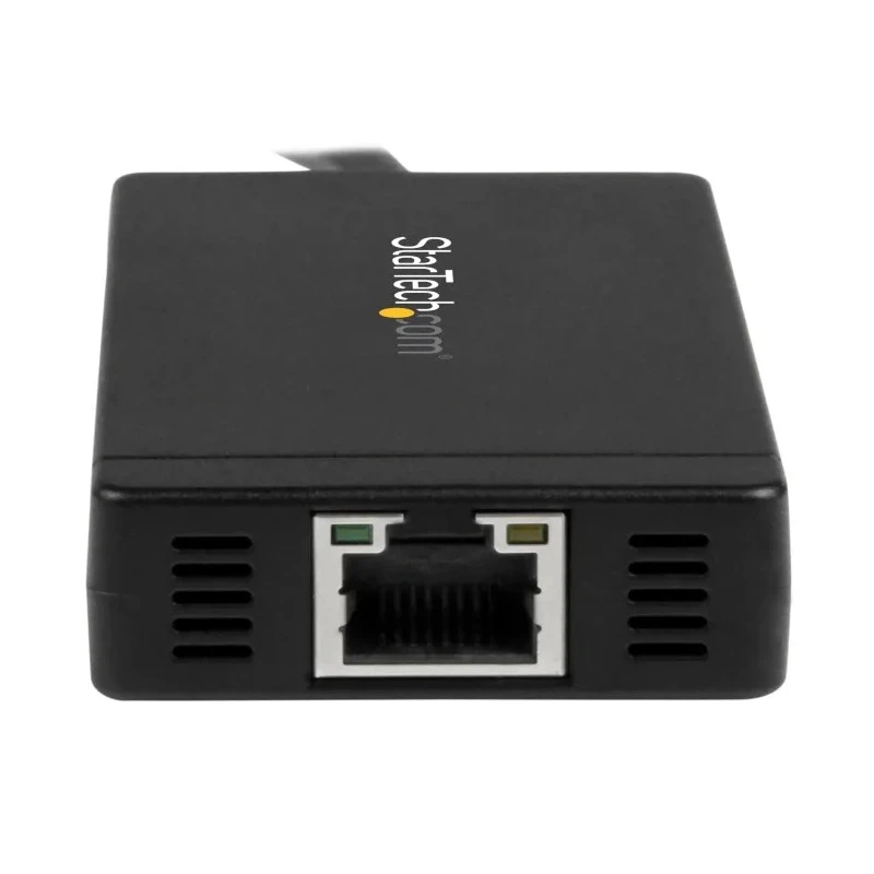 StarTech.com 3 Port USB 3.1 USB Hub with AC Adapter, Ethernet RJ45 Network Connector, 87mm x 45mm x 14mm HB30C3A1GE