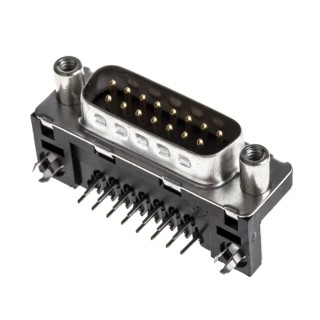 Amphenol Communications Solutions D-Sub Connector 15 Way Right Angle 2.74 mm Pitch Plug-in Screw Mount Male ID15P33E4GV00LF