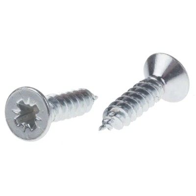 RS PRO Pozidriv Countersunk Steel Wood Screw, Bright Zinc, Thread 4, 0.5 in Length 144-3495