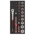 Facom 21-Piece 1/2 in 6 Point Socket Set Chrome Vanadium Steel Bright Chrome Finish MODM.SL1SLS