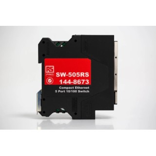 RS PRO Industrial Compact Unmanaged 5 Port 10/100 Mbps Ethernet Switch DIN Rail Mount United Kingdom 144-8673
