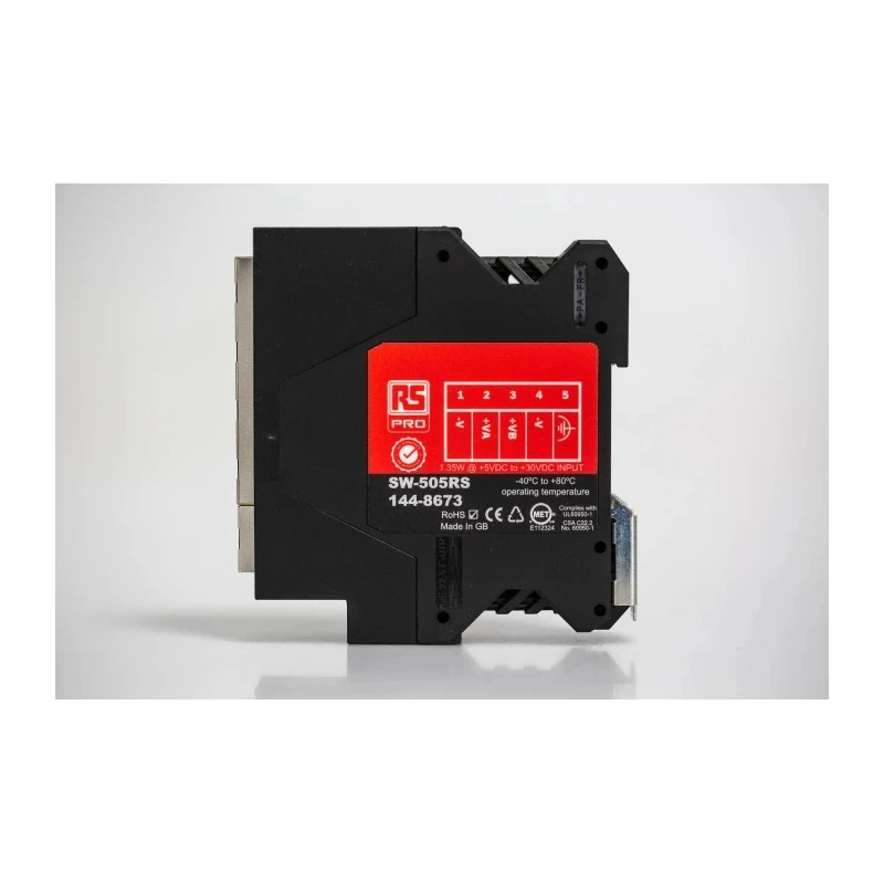 RS PRO Industrial Compact Unmanaged 5 Port 10/100 Mbps Ethernet Switch DIN Rail Mount United Kingdom 144-8673