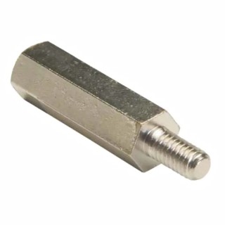 HARWIN Threaded Standoff M3 x 0.5, Brass, 16 mm Body Length, 6 mm Stud, Hex Shape, Nickel Finish R30-3001602