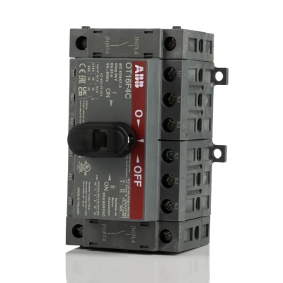 ABB 4-Pole DIN Rail Non-Fused Isolator Switch, 16A, 7.5 kW, 690V AC, IP20 OT16F4C 1SCA104831R1001