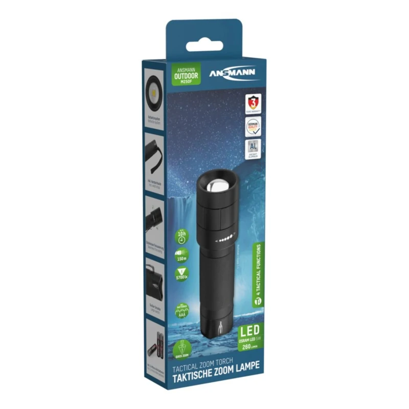 Ansmann LED Torch Black 260 lm, 123 mm 1600-0171-520