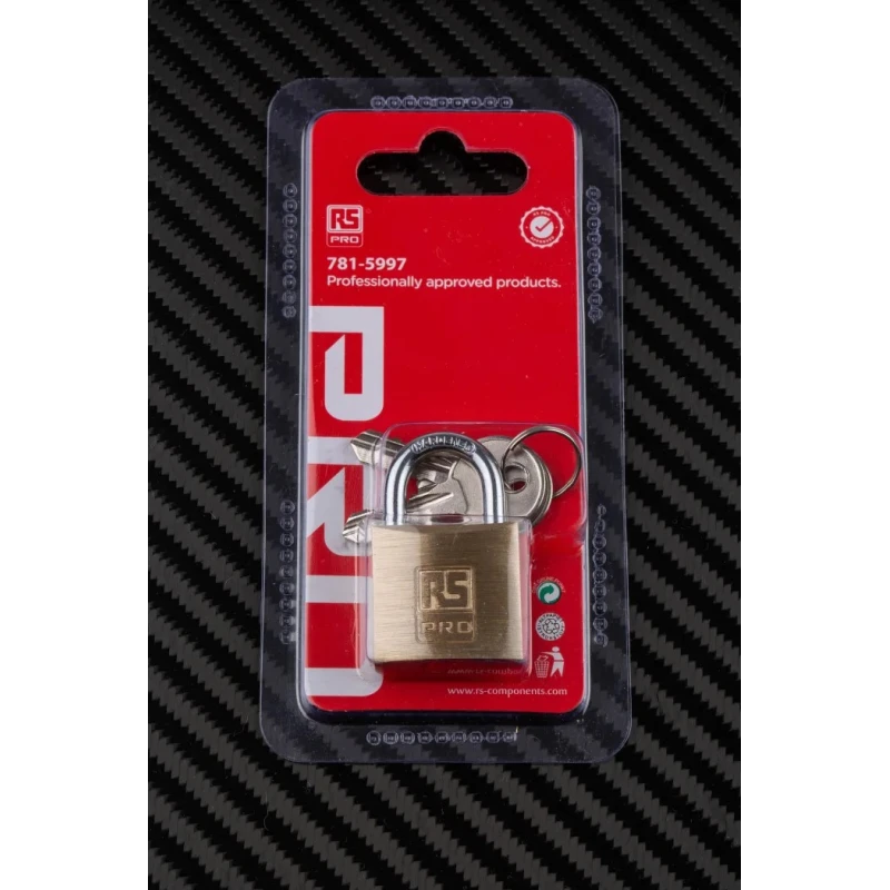 RS PRO Key Brass Padlock, 5 mm Shackle Diameter, 14 mm Shackle Length, 3 mm Body Brass Padlock 781-5997