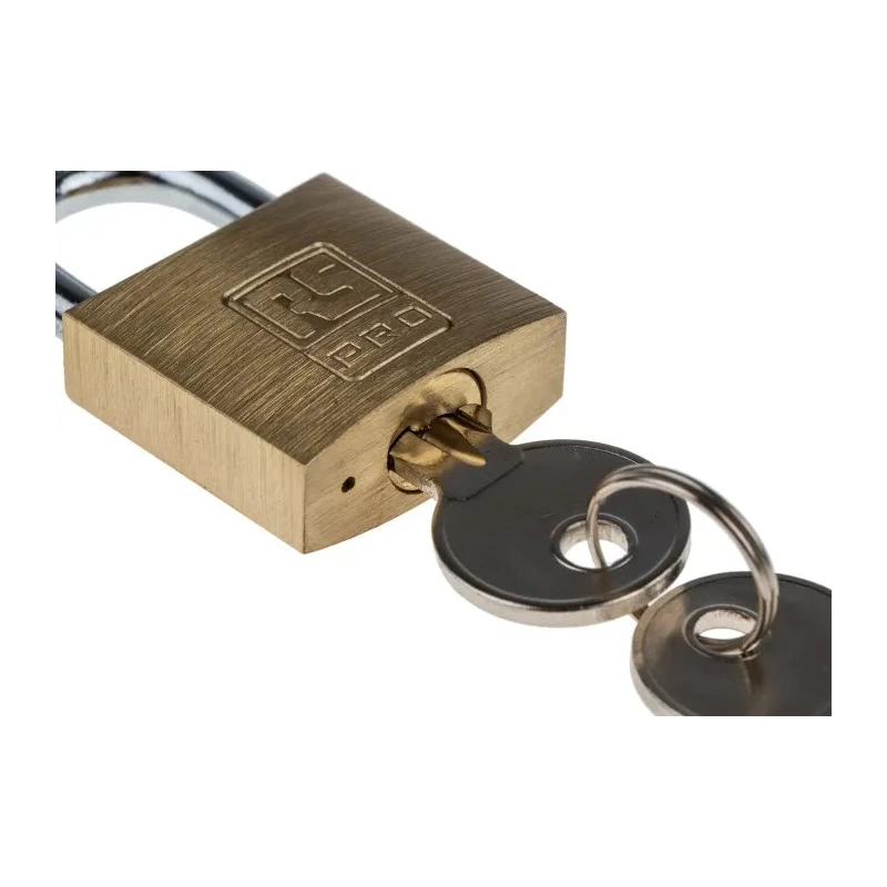 RS PRO Key Brass Padlock, 5 mm Shackle Diameter, 14 mm Shackle Length, 3 mm Body Brass Padlock 781-5997