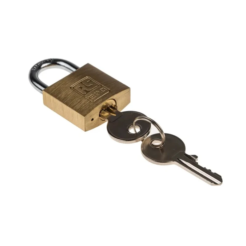 RS PRO Key Brass Padlock, 5 mm Shackle Diameter, 14 mm Shackle Length, 3 mm Body Brass Padlock 781-5997