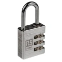 RS PRO Aluminium Combination Padlock 5 mm Shackle Diameter, 26 mm Shackle Length, 3 mm Body 781-6039