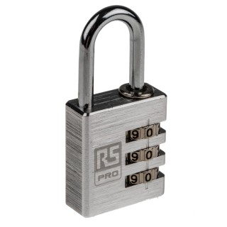 RS PRO Aluminium Combination Padlock 5 mm Shackle Diameter, 26 mm Shackle Length, 3 mm Body 781-6039
