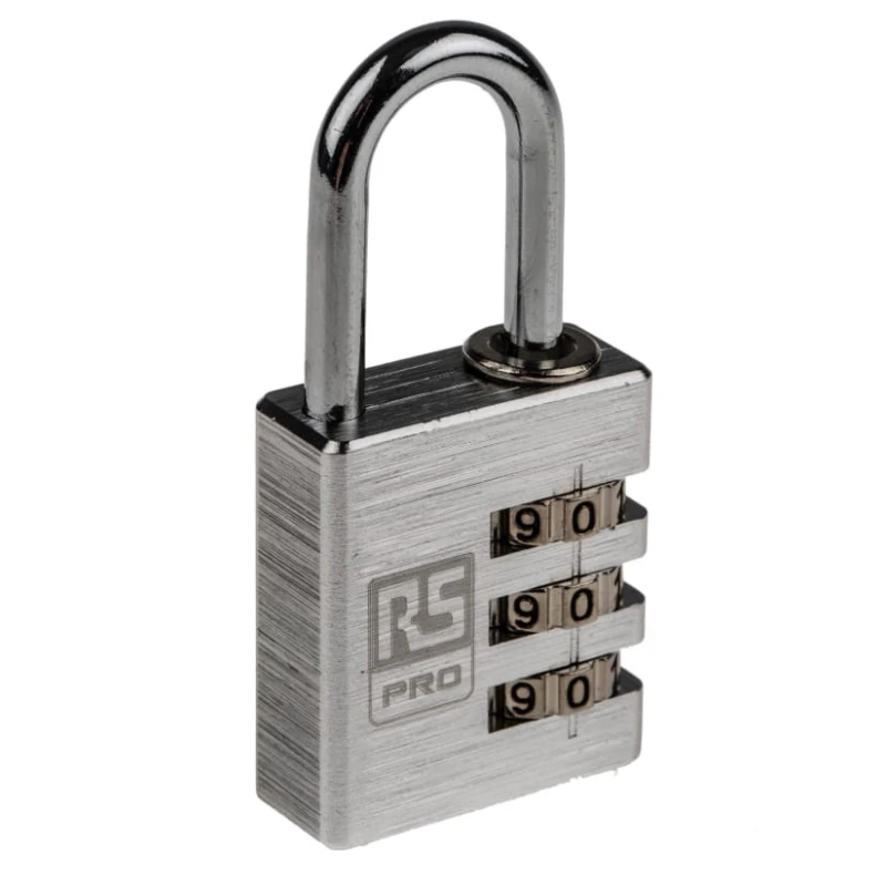 RS PRO Aluminium Combination Padlock 5 mm Shackle Diameter, 26 mm Shackle Length, 3 mm Body 781-6039