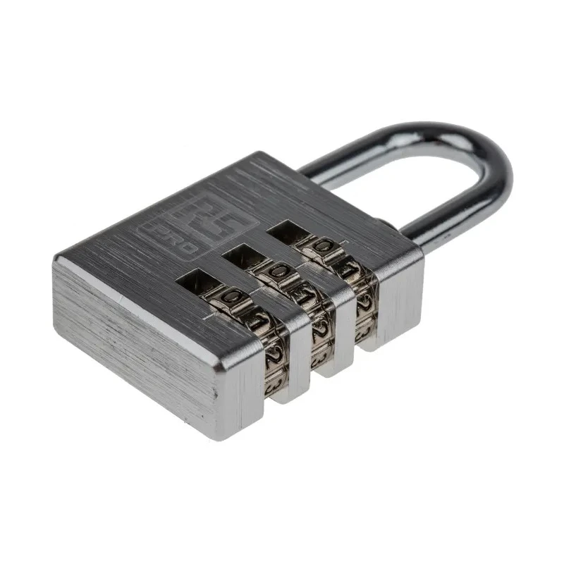 RS PRO Aluminium Combination Padlock 5 mm Shackle Diameter, 26 mm Shackle Length, 3 mm Body 781-6039
