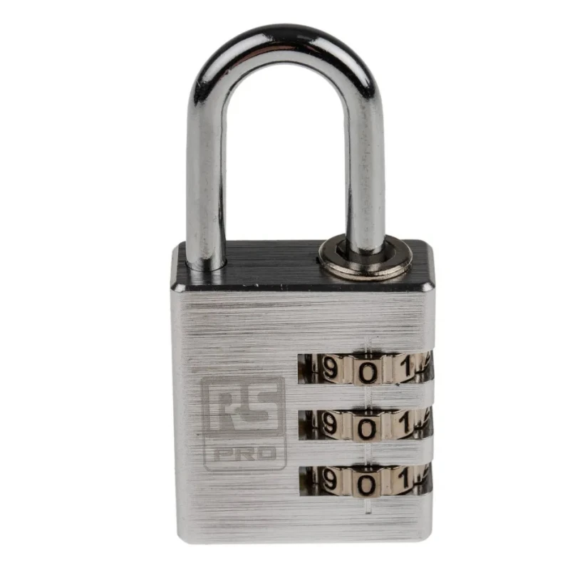 RS PRO Aluminium Combination Padlock 5 mm Shackle Diameter, 26 mm Shackle Length, 3 mm Body 781-6039