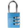 RS PRO Aluminium Combination Padlock with 5 mm Shackle, 3 mm Body, Model 781-6048