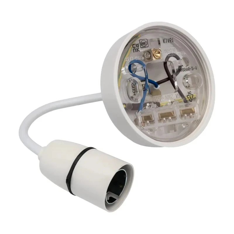 MK Electric Ceiling Rose White 150mm Safety Pendant Set 1186WHI