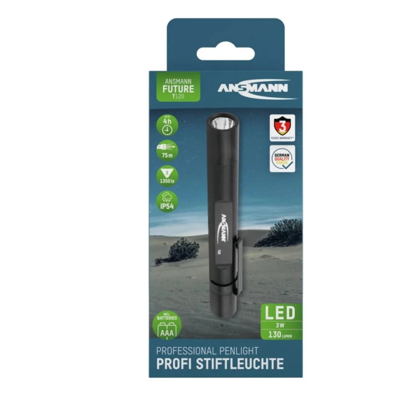 Ansmann LED Pen Torch Black 130 lm, 139 mm 1600-0160-520