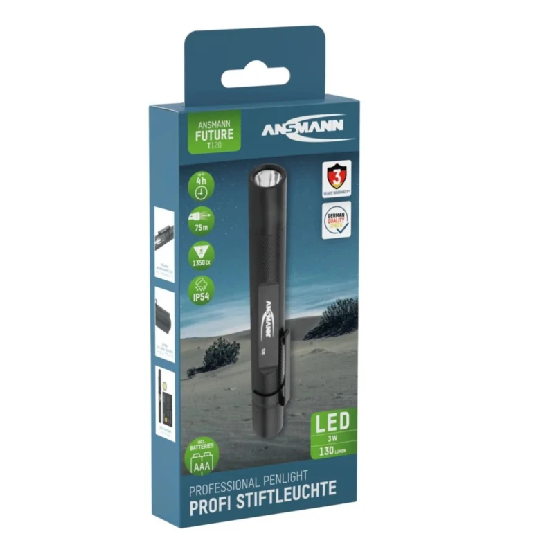 Ansmann LED Pen Torch Black 130 lm, 139 mm 1600-0160-520