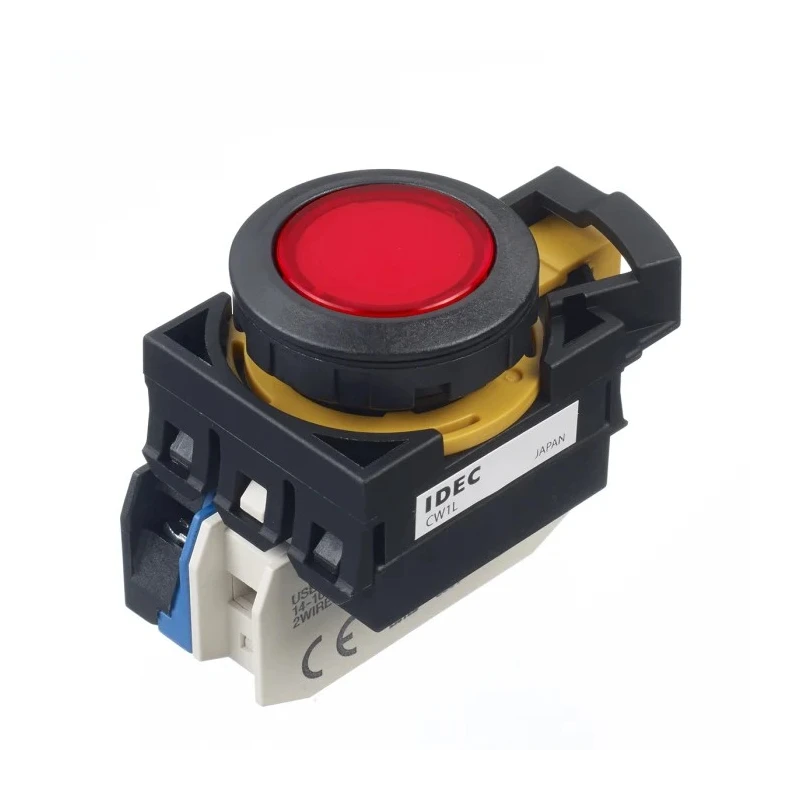 Idec CW Series Illuminated Push Button Switch, Momentary, Panel Mount, 22 mm Cutout, SPST Contact, Red LED CW1L-M1E10QM4R