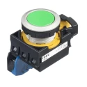 Idec CW Series Illuminated Maintained Panel Push Button Switch 22 mm Cutout SPST Green LED IP65 CW4B-A1E10G