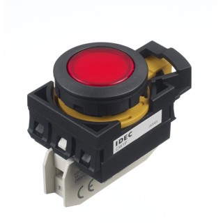 Idec CW Series Illuminated Push Button Switch Panel Mount 22 mm Cutout Red LED IP66 CW1P-1EQM4R