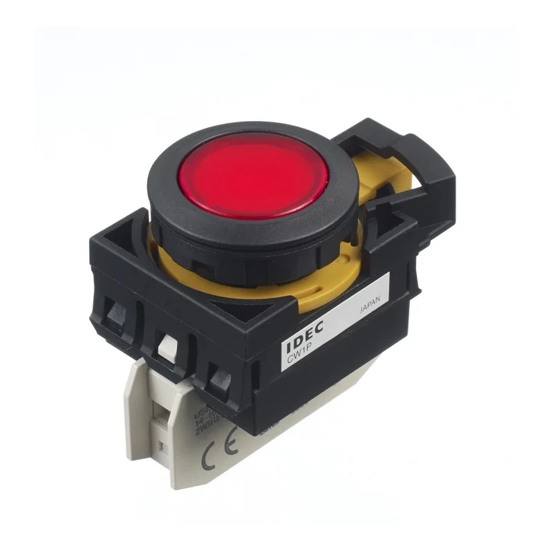 Idec CW Series Illuminated Push Button Switch Panel Mount 22 mm Cutout Red LED IP66 CW1P-1EQM4R
