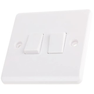 RS PRO White 2 Way Rocker 2 Gang Light Switch 250V 10A Urea Formaldehyde 775-8100