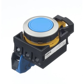 Idec CW Series Illuminated Push Button Switch, Momentary, Panel Mount, 22 mm Cutout, SPST, Blue LED, IP65 CW4B-M1E10S